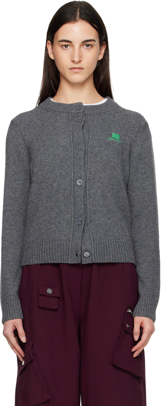 Gray Wool Mix Cardigan by GANNI