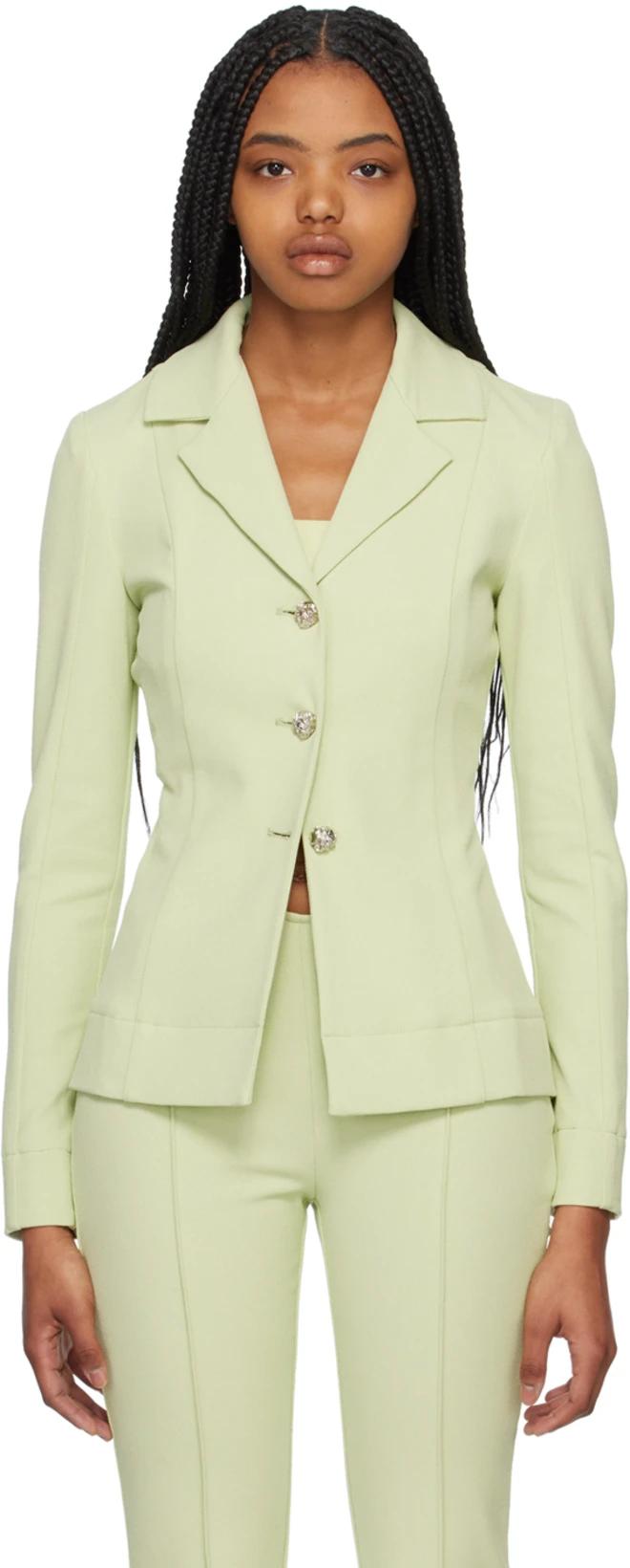 Green Notched Lapel Blazer by GANNI