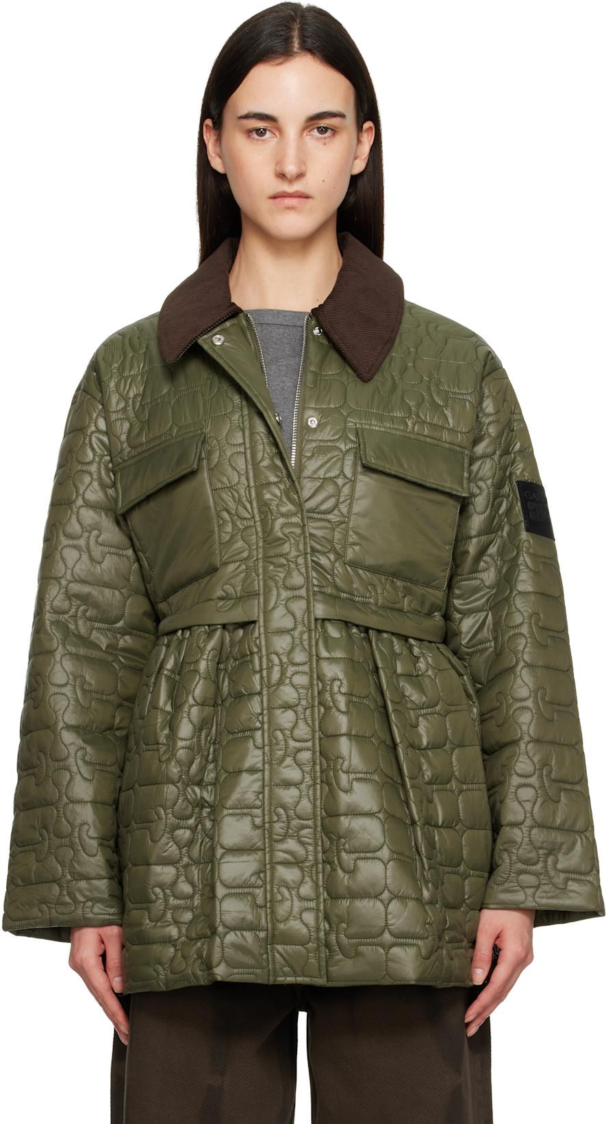 Green Quilt Midi Jacket by GANNI