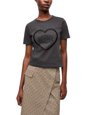 Heavy Heart Tonal Logo Tee by GANNI