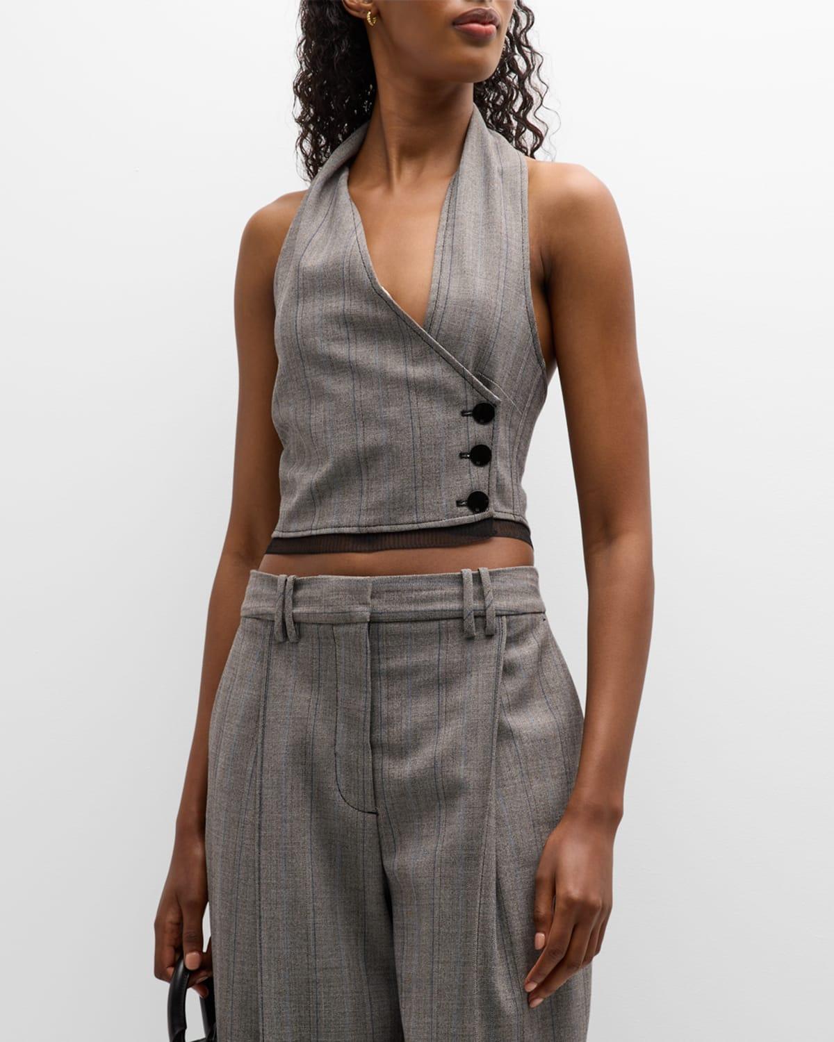 Herringbone Halter Suiting Vest by GANNI