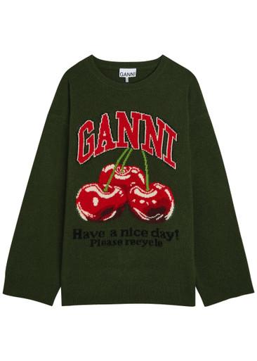 Intarsia wool-blend jumper by GANNI