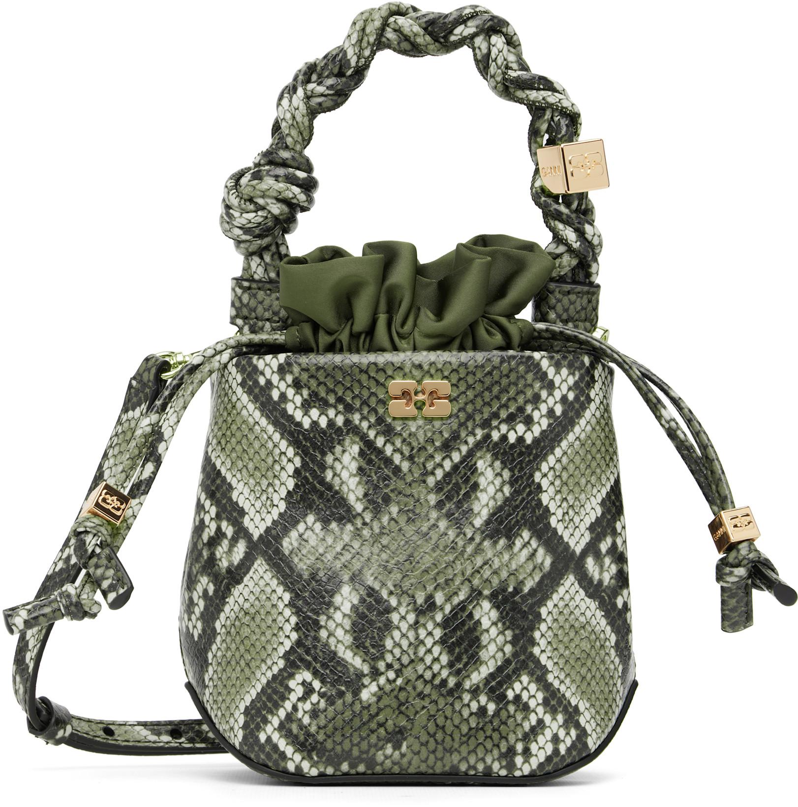 Khaki Bou Bucke Mini Snake Bag by GANNI
