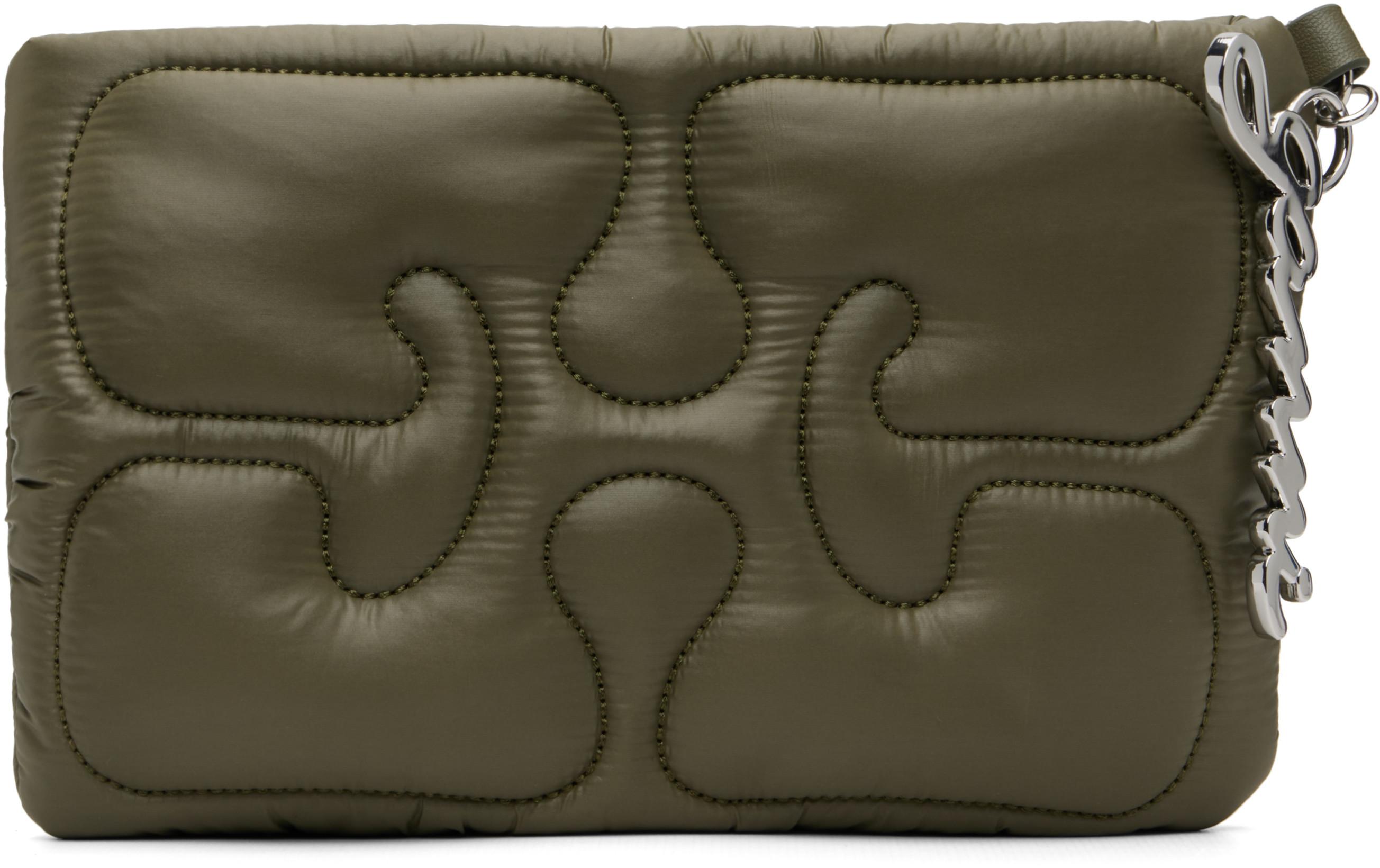 Khaki Quilted Re-Tech Pouch by GANNI