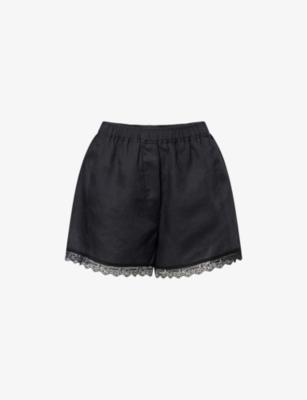 Lace Hem Linen Shorts by GANNI