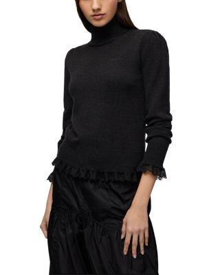 Lace Trim Merino Turtleneck Sweater by GANNI