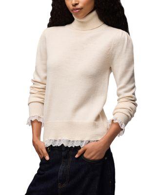 Lace Trim Merino Turtleneck Sweater by GANNI