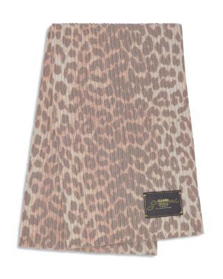 Leopard Print Knit Scarf by GANNI