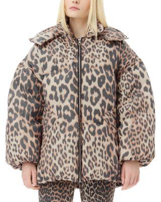 Leopard Puffer Down Jacket by GANNI