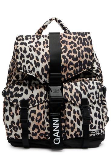 Leopard-print nylon backpack by GANNI