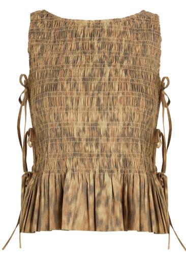 Leopard-print stretch-cotton poplin top by GANNI
