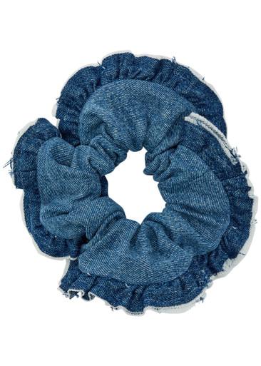 Logo-embroidered denim scrunchie by GANNI