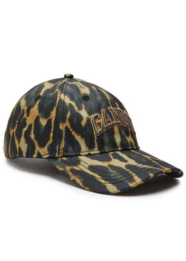 Logo-embroidered leopard-print nylon cap by GANNI