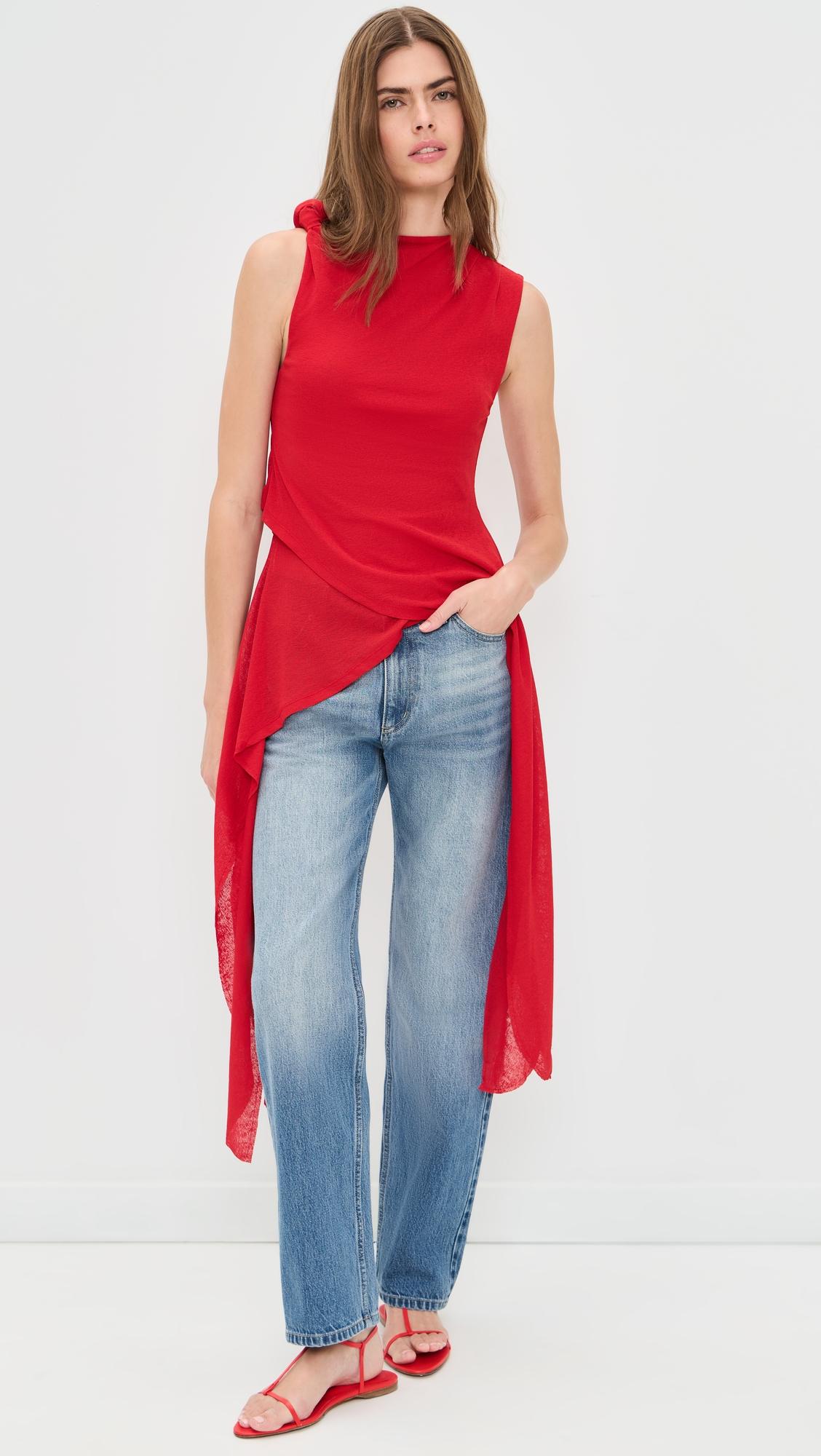 Marl Mesh Tie Knot Tank Top by GANNI