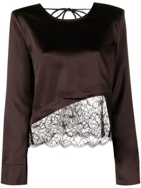 Mole lace-panel blouse by GANNI
