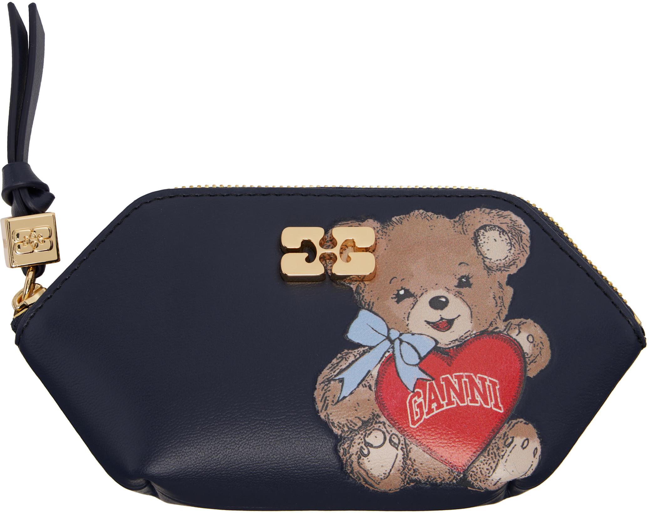 Navy Bou Bear Coin Pouch by GANNI
