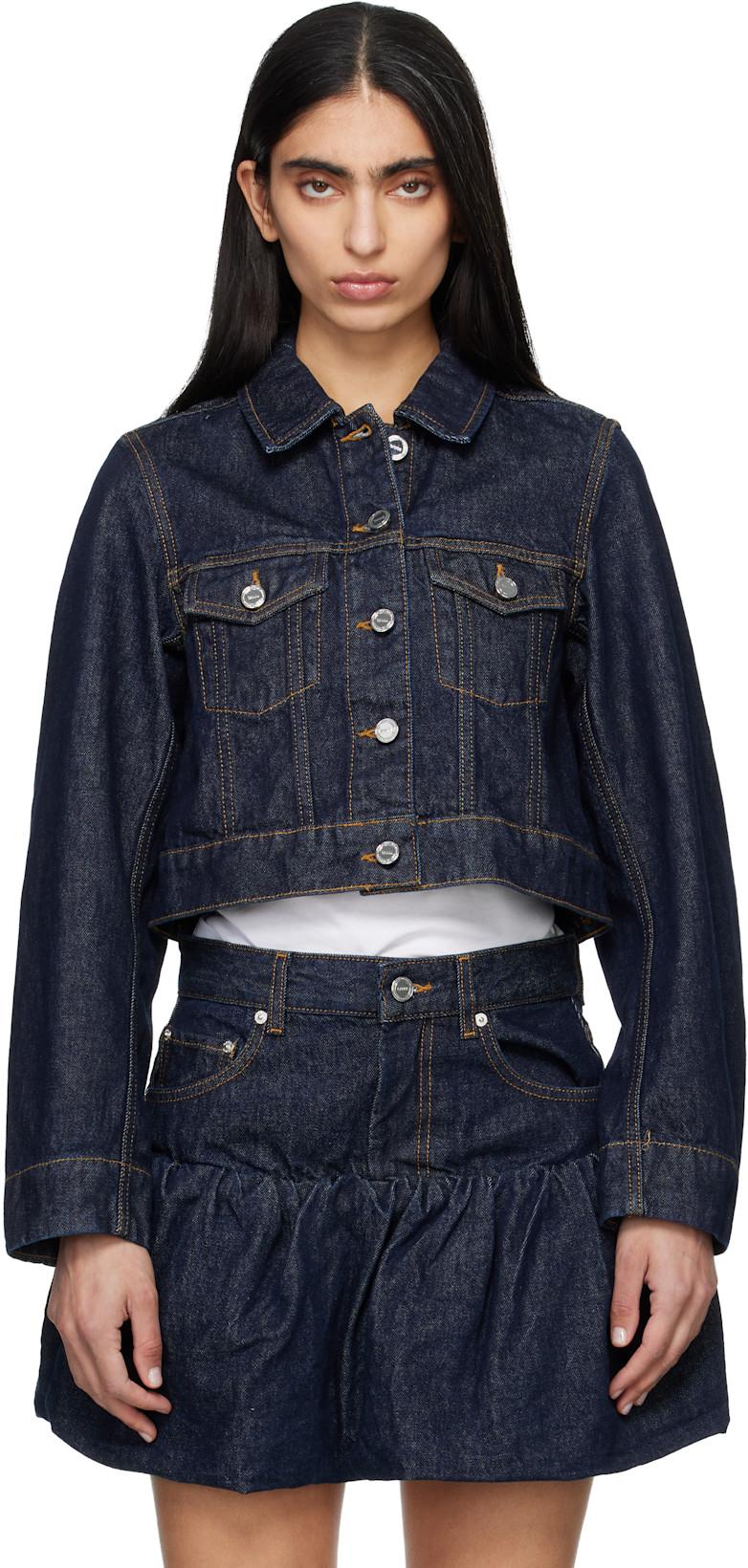 Navy Cropped Denim Jacket by GANNI