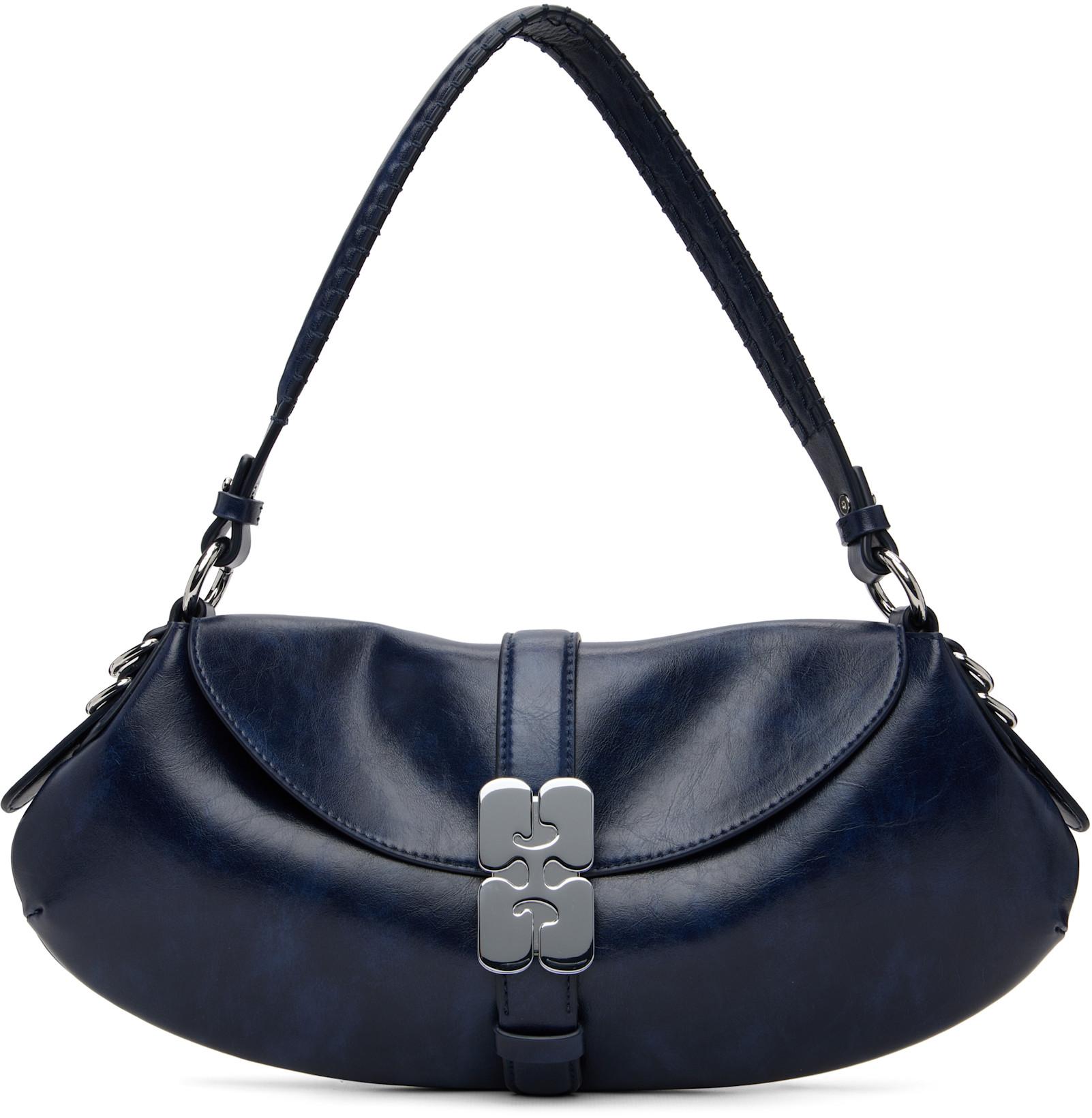 Navy Kat Baguette Bag by GANNI