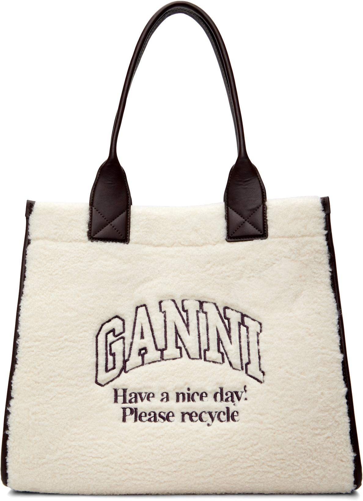 Off-White Faux-Shearling XXL Tote by GANNI
