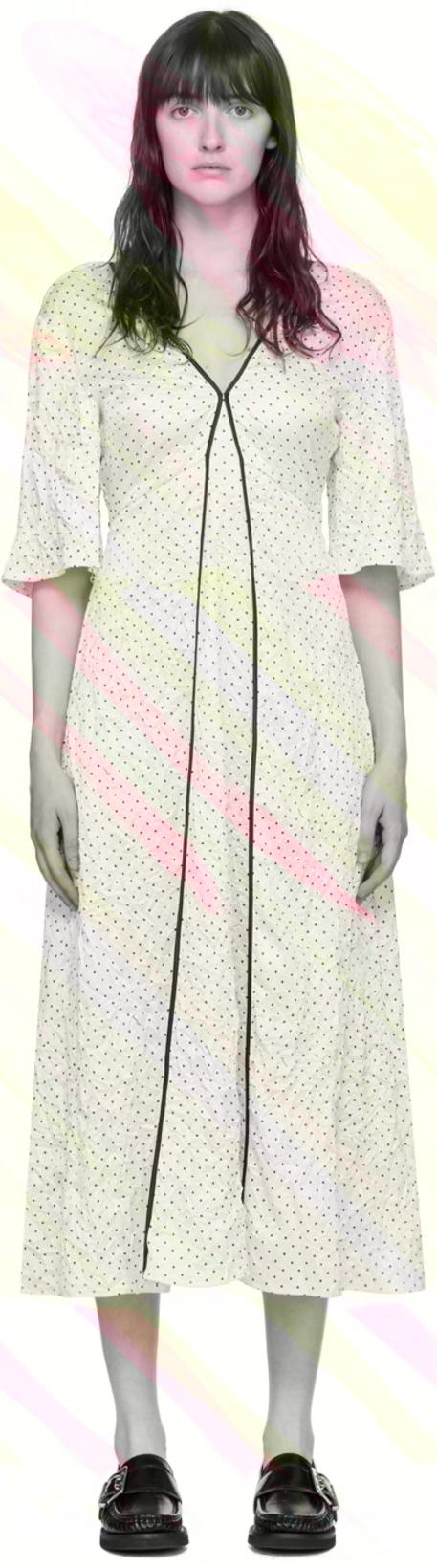 Off-White Polka Dot Maxi Dress by GANNI