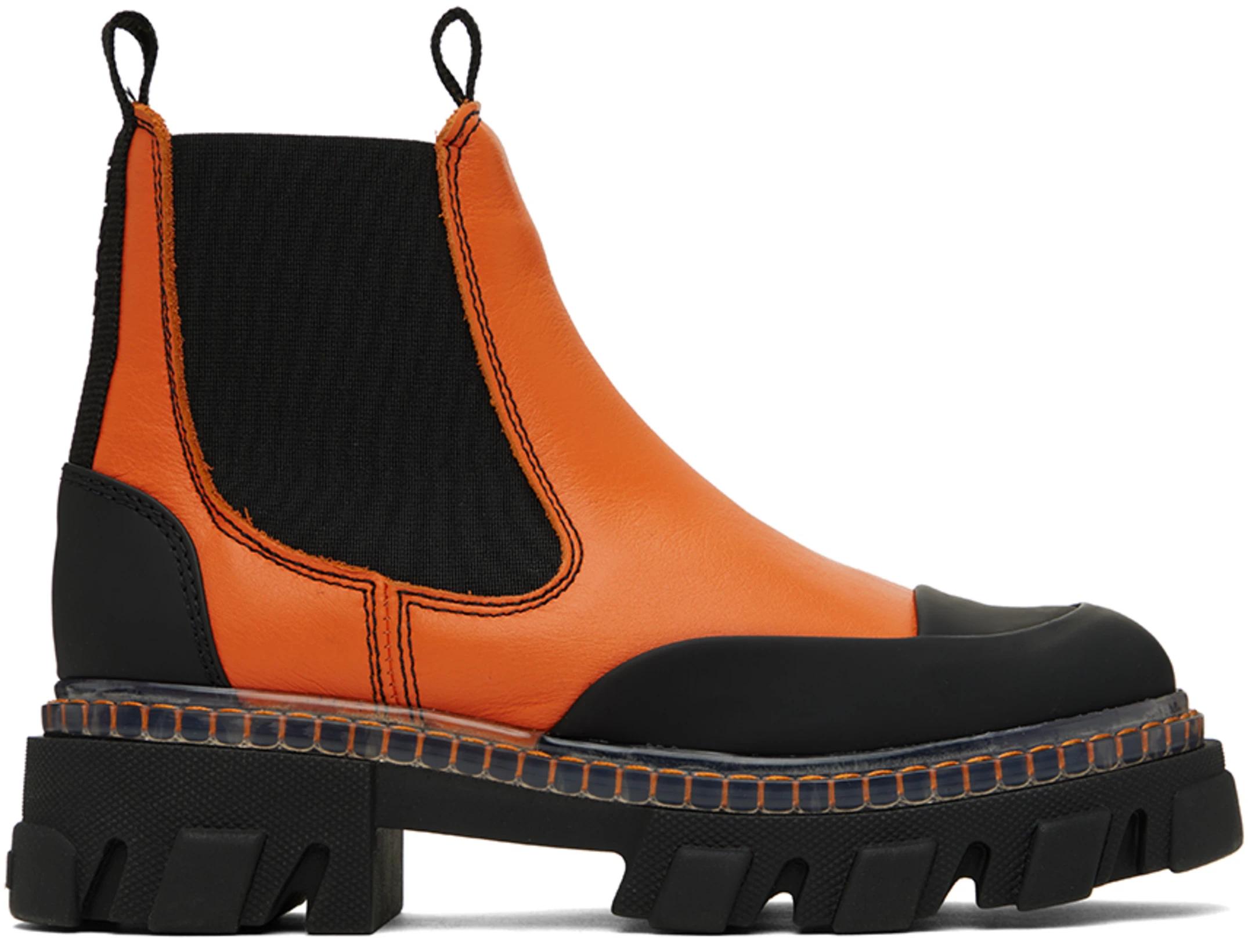 Orange Cleated Low Chelsea Boots by GANNI