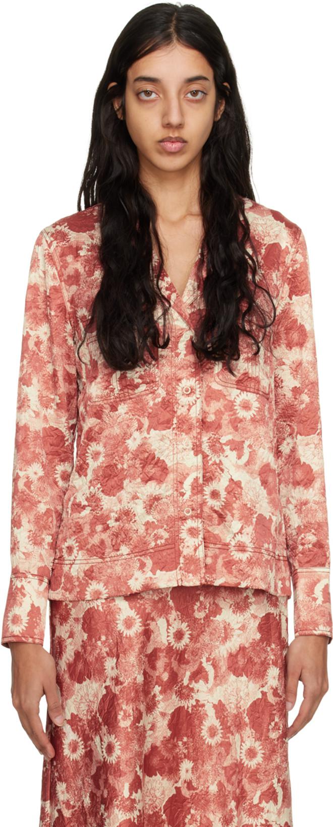 Orange Floral Long Sleeve Shirt by GANNI