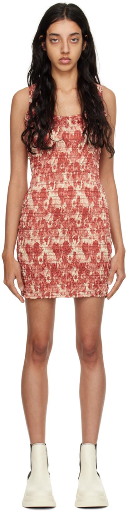 Orange Smocked Mini Dress by GANNI