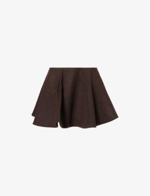 Peacoat Flared Wool-Blend Mini Skirt by GANNI