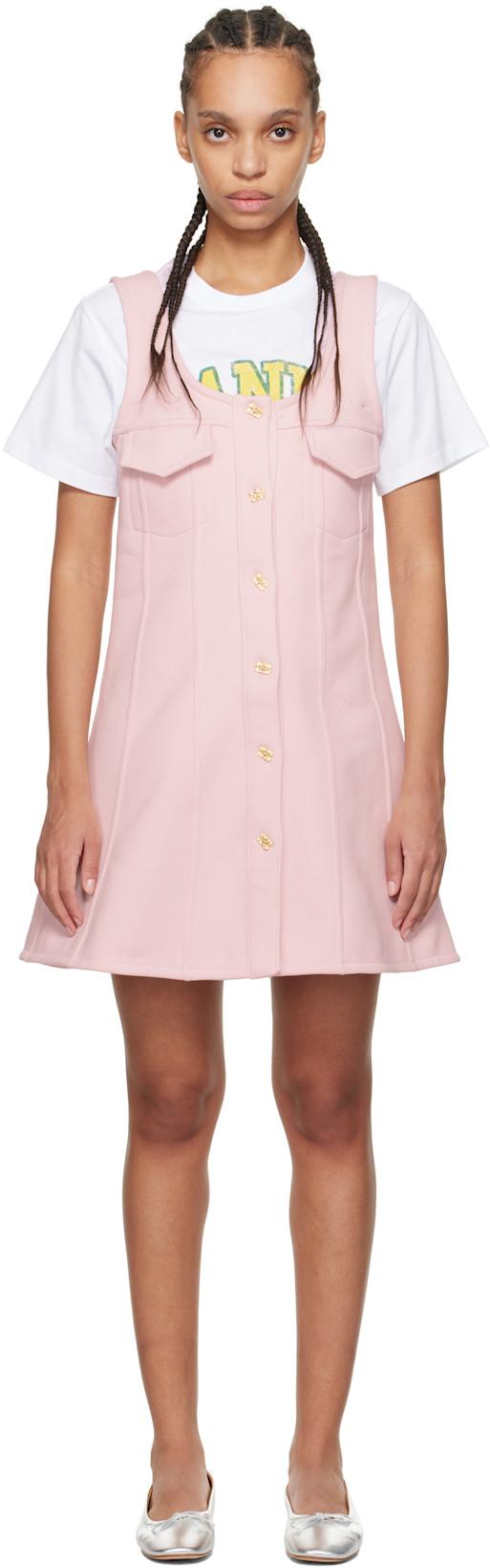 Pink Button-Up Minidress by GANNI