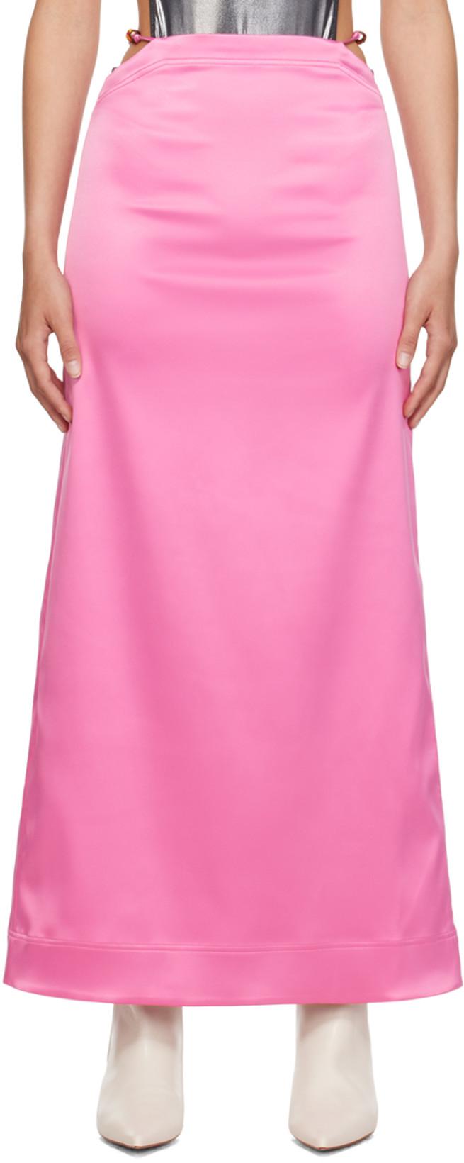 Pink Cutout Maxi Skirt by GANNI