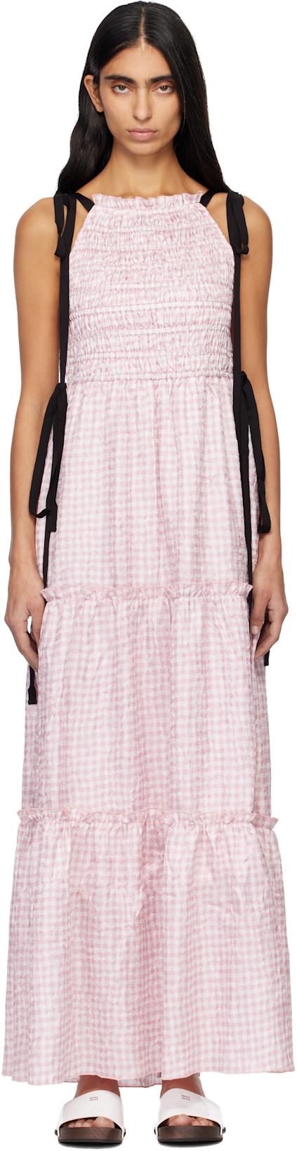 Pink Shibori Pleat Smock Maxi Dress by GANNI