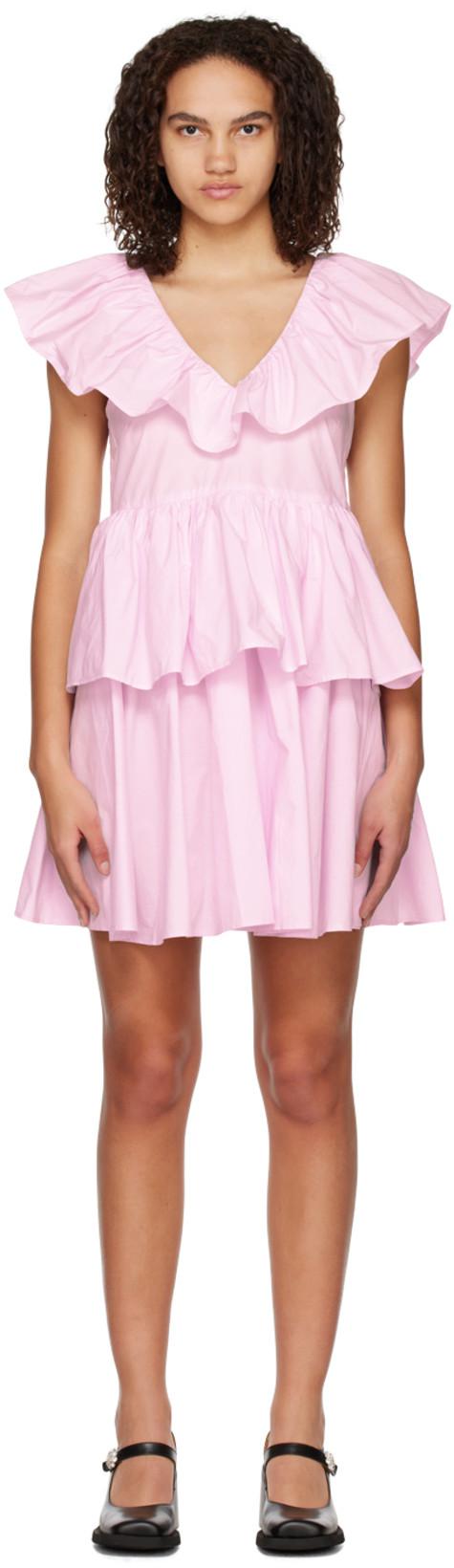 Pink Tiered Minidress by GANNI