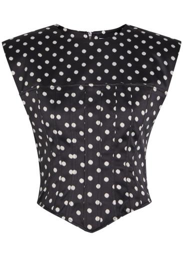 Polka-dot corset-style satin top by GANNI
