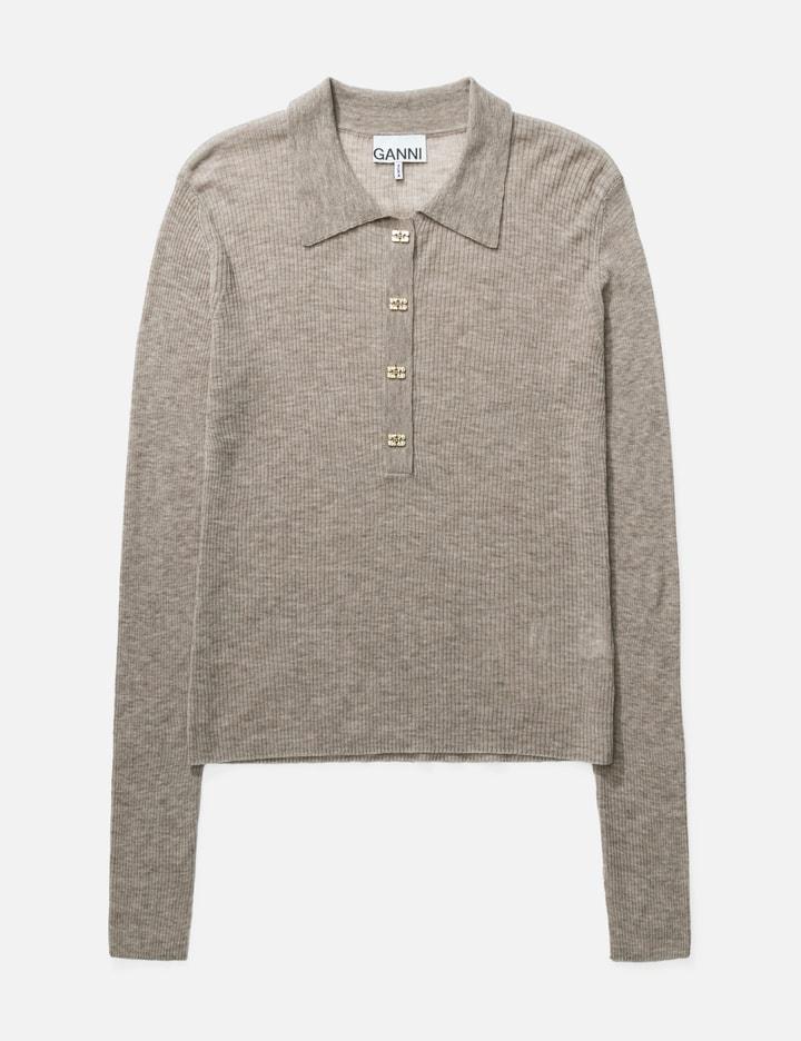 Polo Shirt In Sheer Wool by GANNI