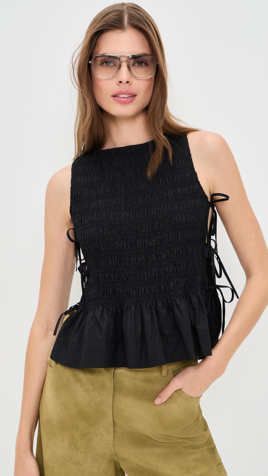 Poplin Smock Tie Top by GANNI