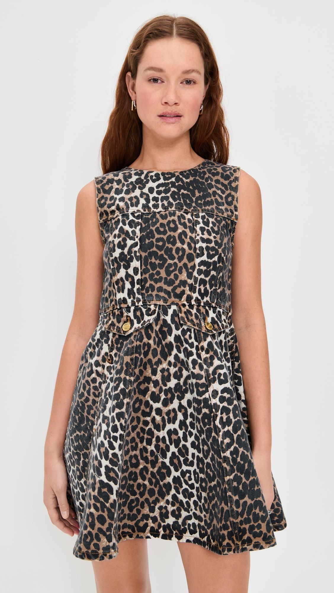 Print Denim Flounce Mini Dress by GANNI