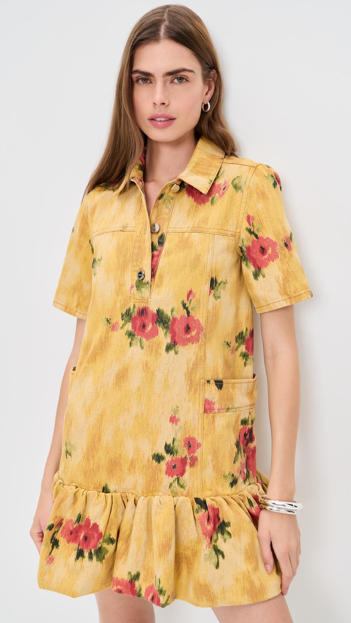 Print Peplum Mini Dress by GANNI