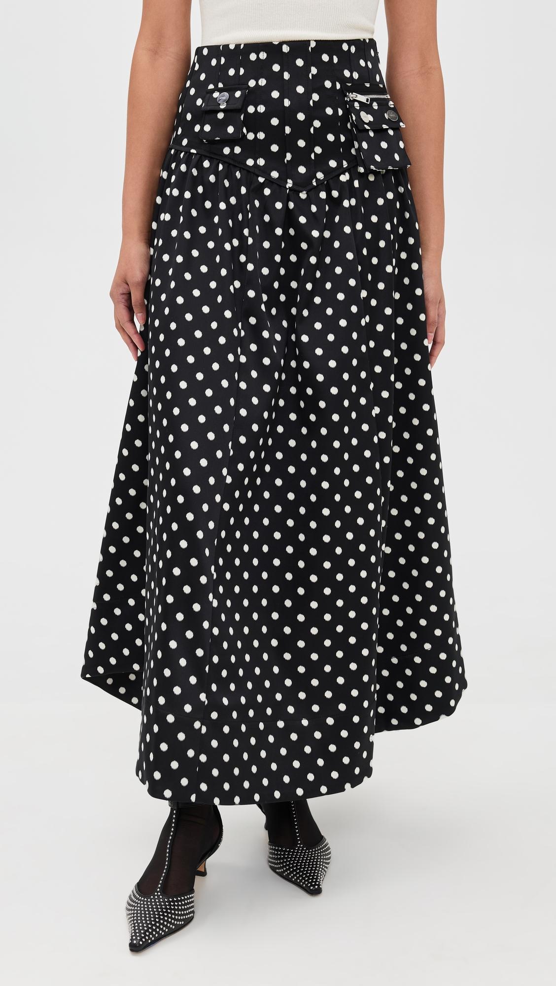 Printed Double Satin Corset Skirt by GANNI