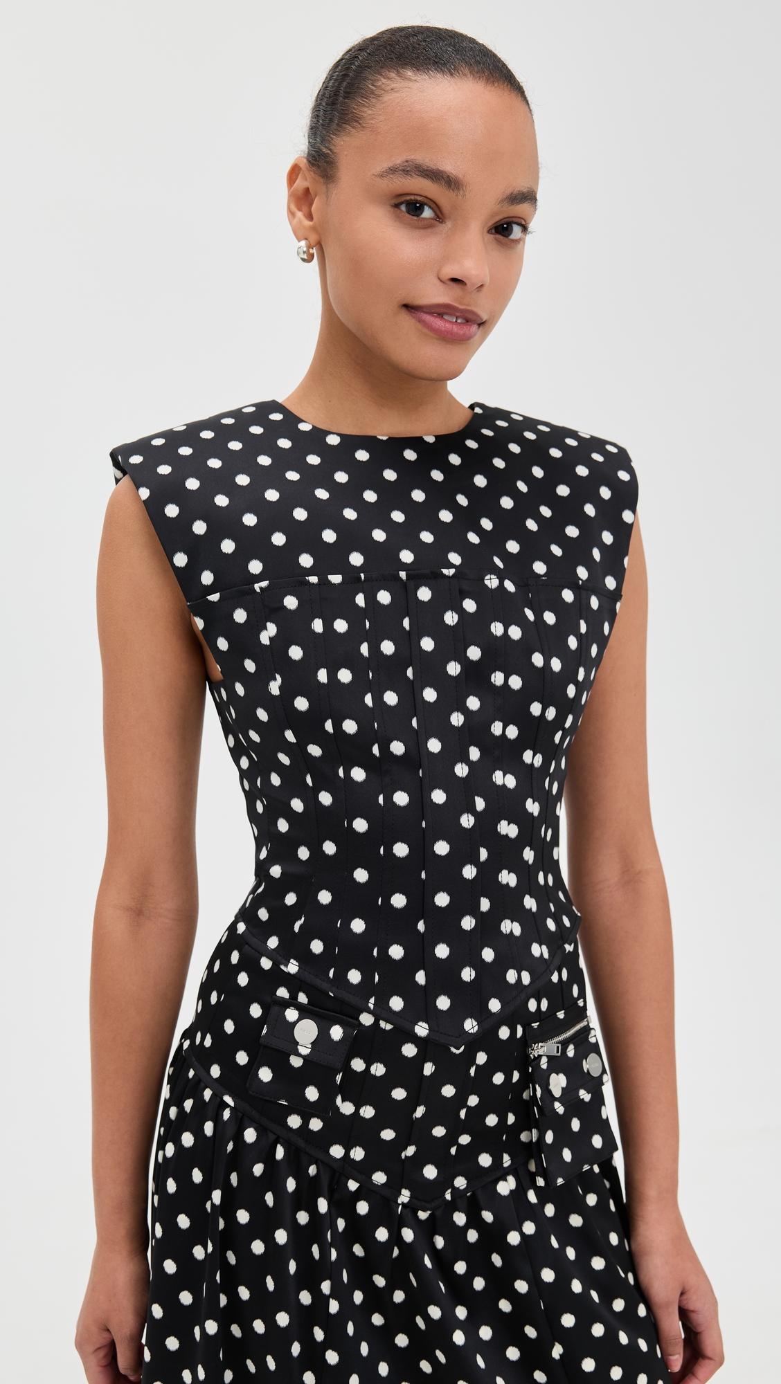 Printed Double Satin Corset Top by GANNI