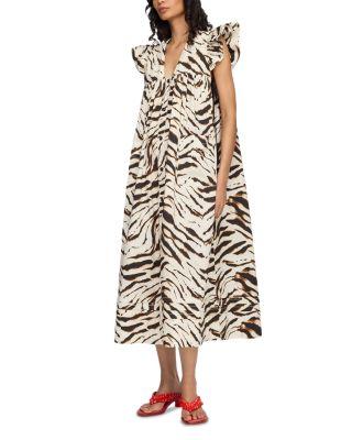 Printed Stretch Cotton Midi Dress by GANNI