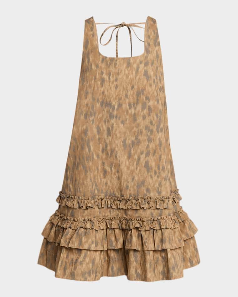 Printed Stretch-Cotton Mini Shift Dress by GANNI
