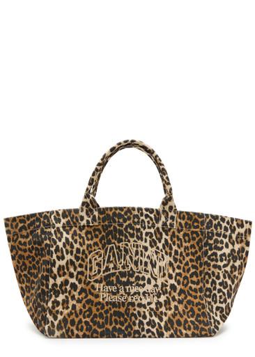 Printed XXL shopper canvas tote bag by GANNI