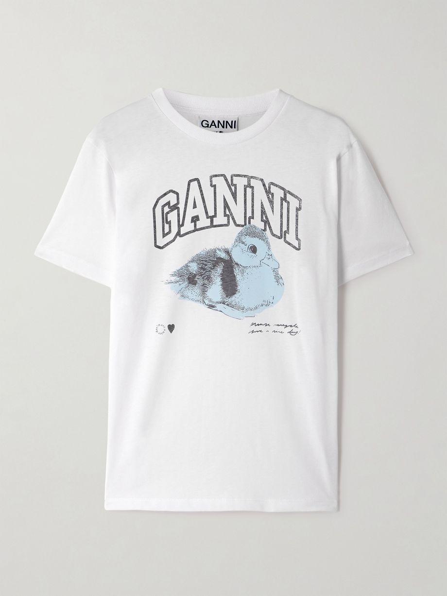Printed cotton-jersey T-shirt by GANNI