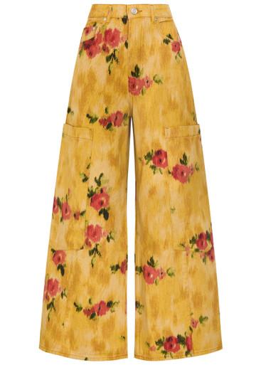 Printed wide-leg denim cargo jeans by GANNI
