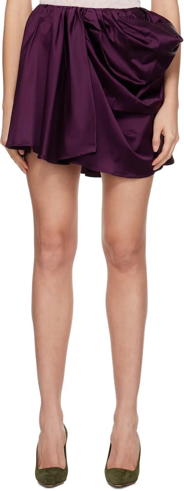 Purple Draped Miniskirt by GANNI