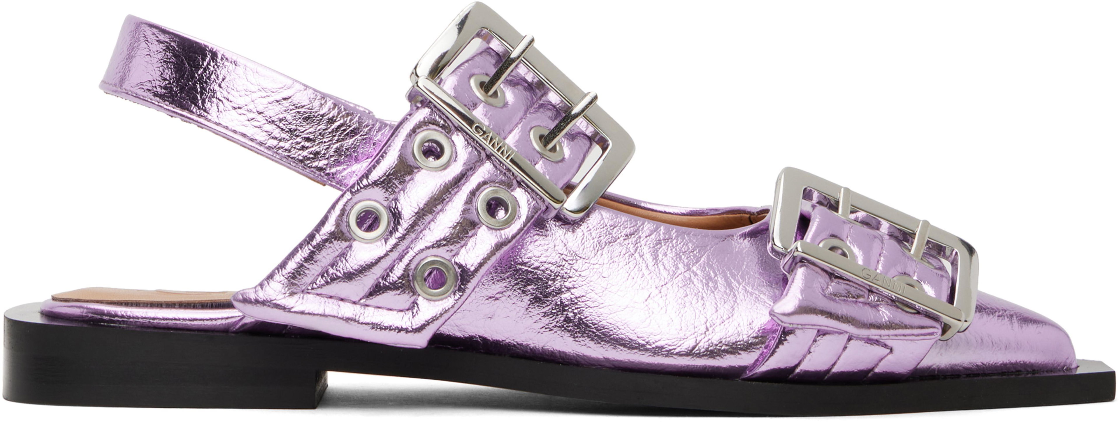 Purple Feminine Buckle Flats by GANNI