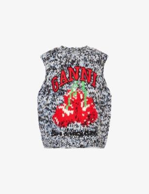 Relaxed-Fit Embroidered-Logo Wool Vest by GANNI