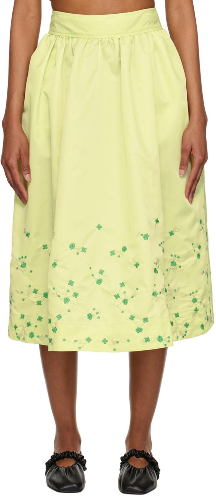 SSENSE Exclusive Green Midi Skirt by GANNI