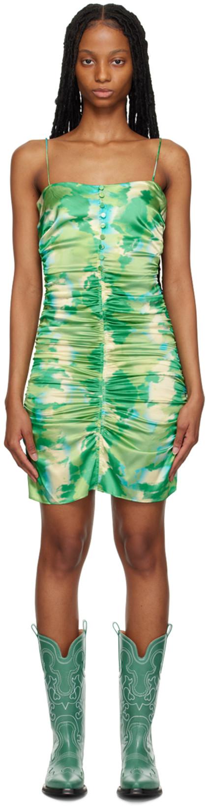 SSENSE Exclusive Green Minidress by GANNI