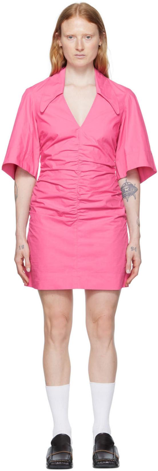 SSENSE Exclusive Pink Minidress by GANNI